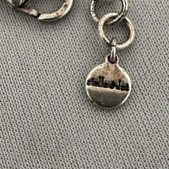 Stella & Dot silver tone statement necklace with clear and topaz colored stones - Picture 5 of 5